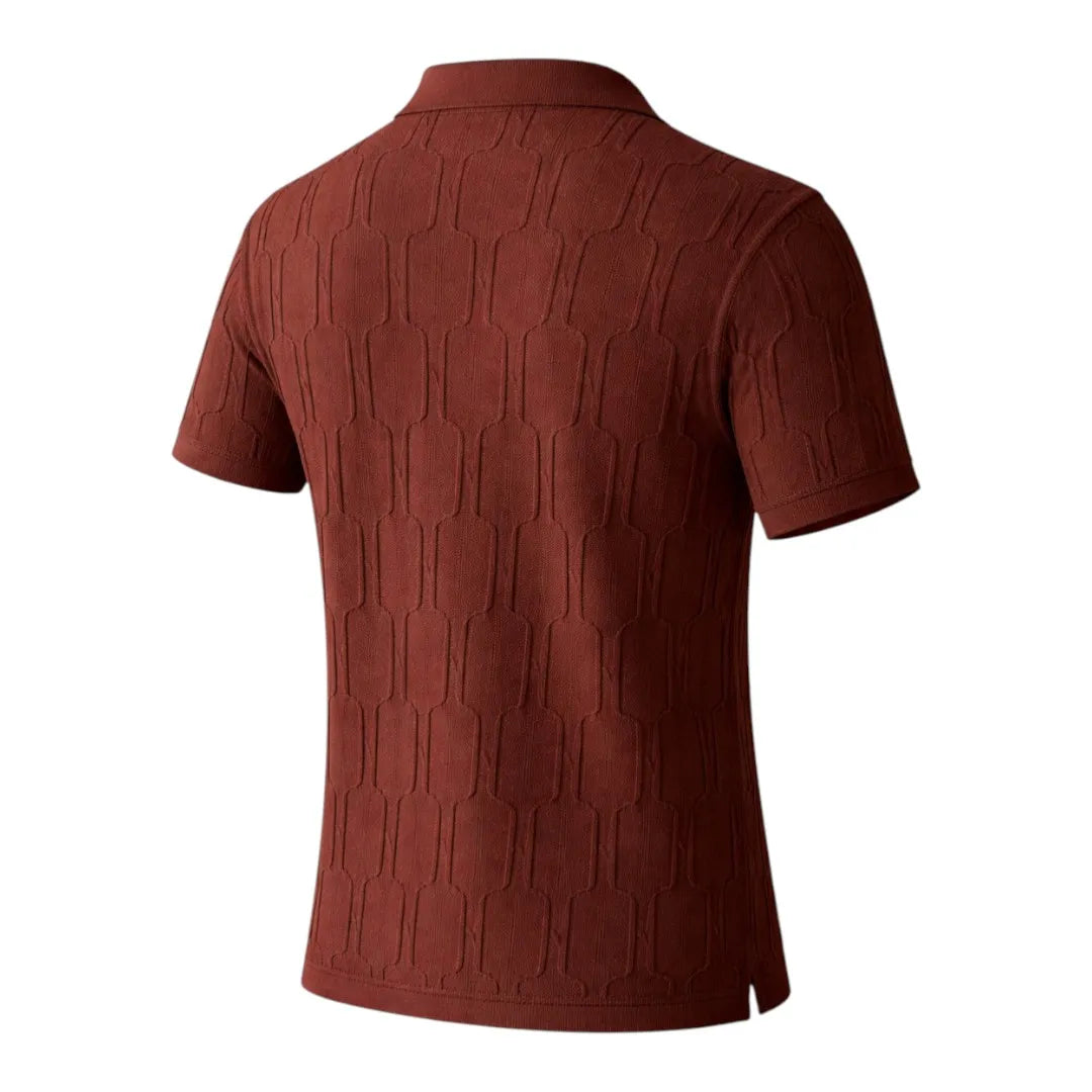 Brevil Textured Polo Shirt for Men – Rust Brown | Premium Casual Short Sleeve | Medium (M)