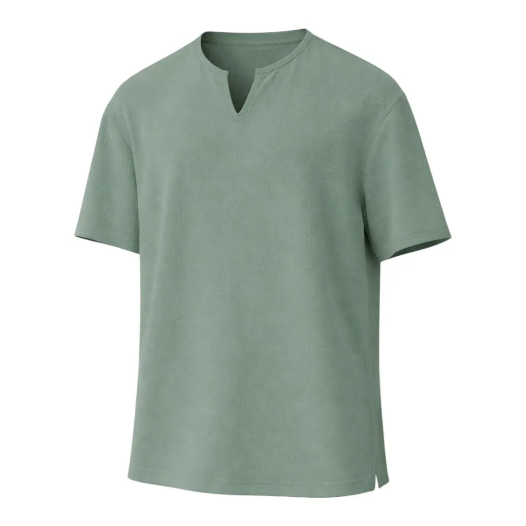 Brevil V-Neck Casual Shirt for Men – Sage Green |Regular Fit | Medium (M)