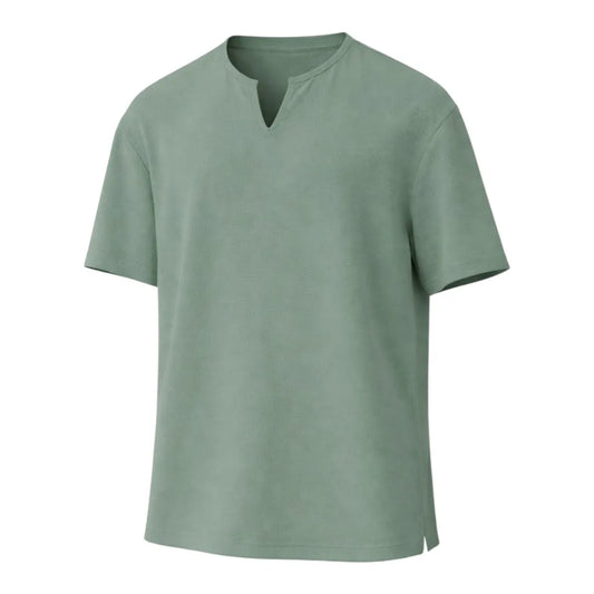 Brevil V-Neck Casual Shirt for Men – Sage Green |Regular Fit | Medium (M)