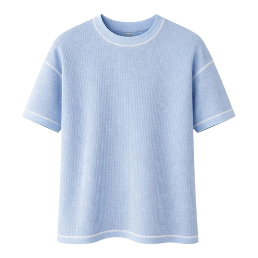 Brevil Stylish Crew Neck T-Shirt – Sky Blue Casual Shirt for Men | Medium (M)